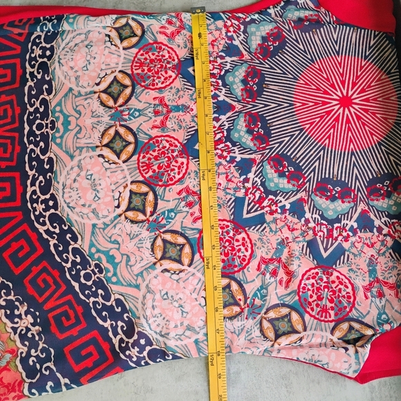 Desigual Tokyo Japan Shift Dress Womens 44 US XL Red Asymmetrical Art To Wear - Picture 11 of 12